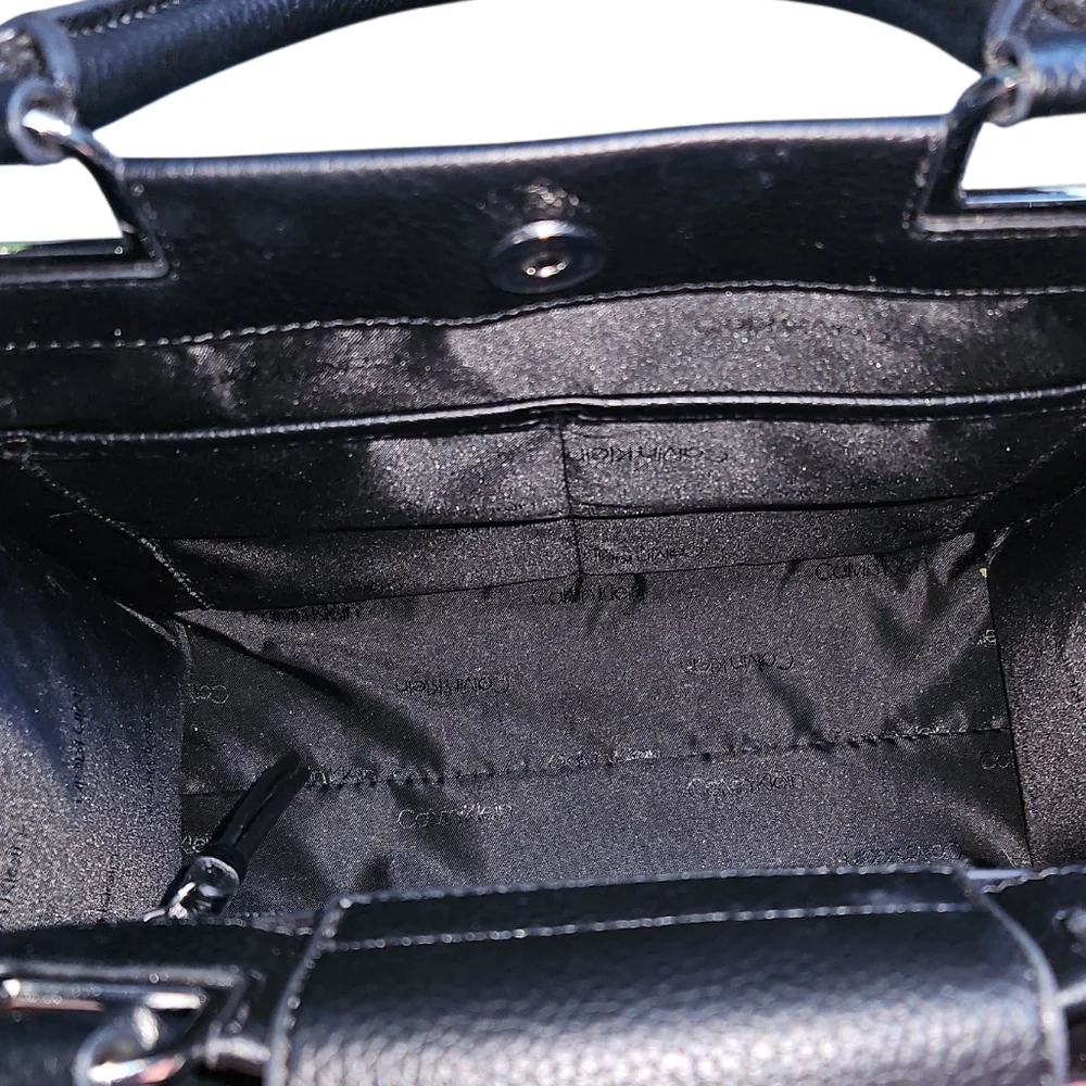 Calvin Klein Black and Chrom Leather Satchel Crossbody Bag Never Used